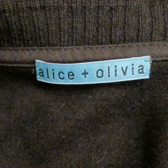 Alice + Olivia ANGORA CASHMERE Size M Cardigan Sweater Vest BLACK Ruffles $500 - Picture 9 of 11